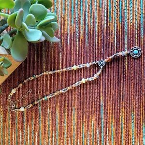 Silver Tone Multi Colored Beaded Boho Country Necklace